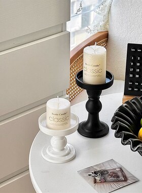 速发美式复古水晶玻感台台餐桌氛围璃装饰摆件香薰烛座柱