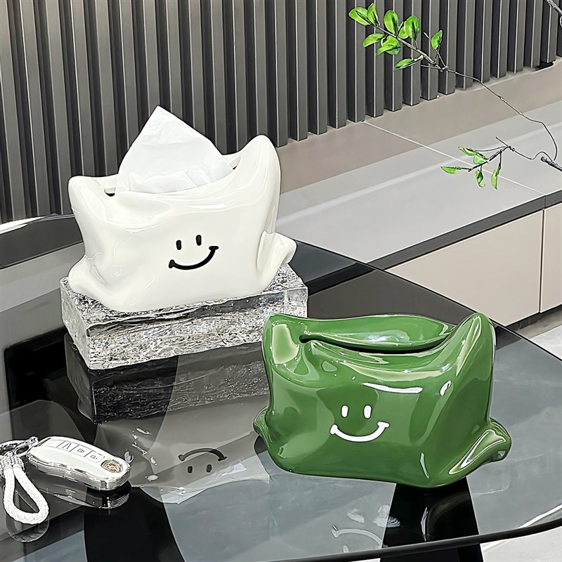 速发风瓷可笑纸巾盒摆件创意轻奢微爱抽纸盒奶油陶餐巾纸抽盒桌面