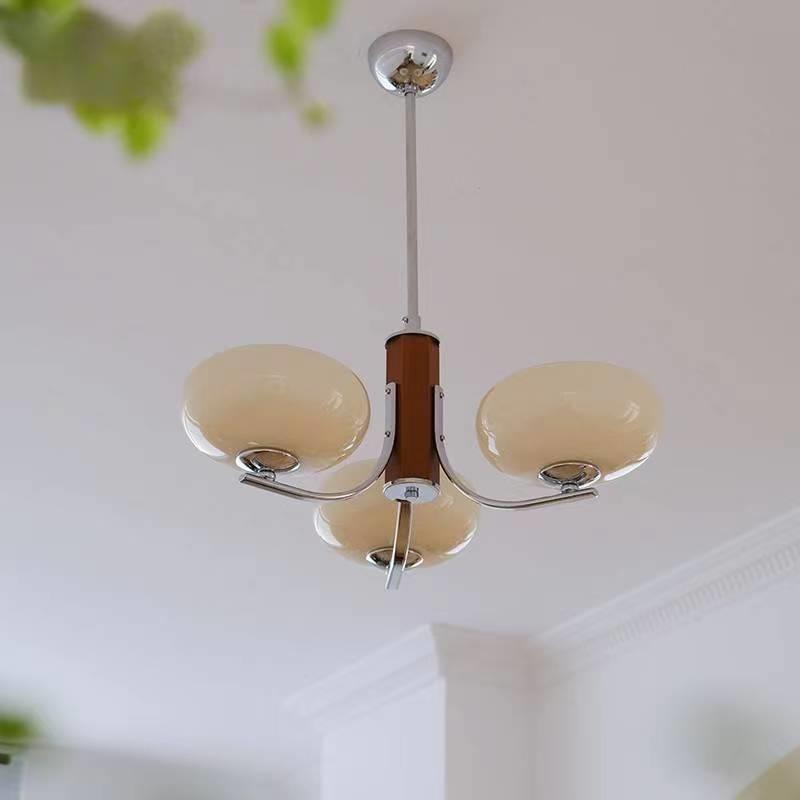 中古客厅吊灯法式复古实木新款大厅灯创意简约奶油风设计师款主灯