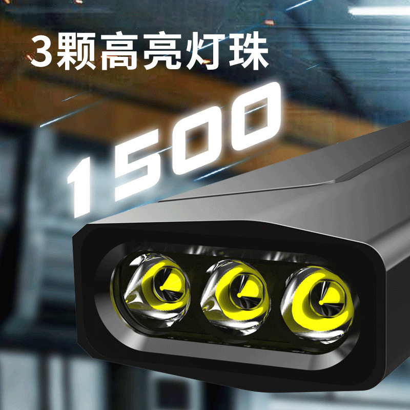 强光EDC铝合金手电 户外便携抱夹手电USB充电家用工作照明手电筒