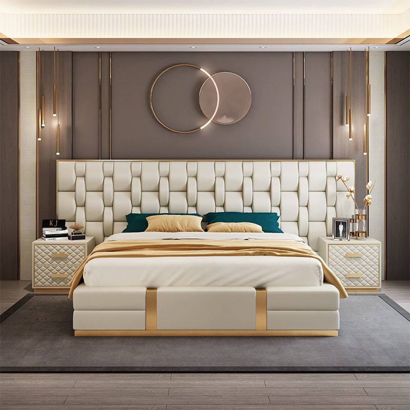 网红轻奢港式皮艺软床双人婚床