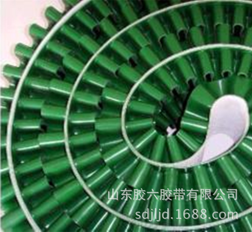 绿色光面pvc环形输送带可加裙边挡板导条爬坡输送带防 静电输送带