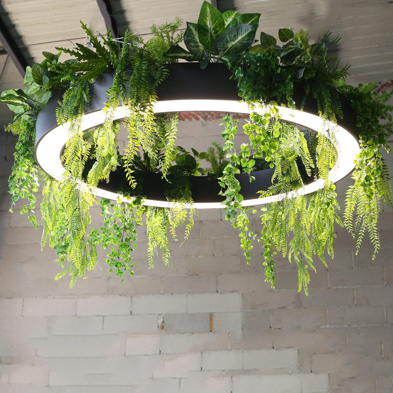东南亚森系环形植物吊灯休闲区办公区前台商铺餐厅展厅灯具