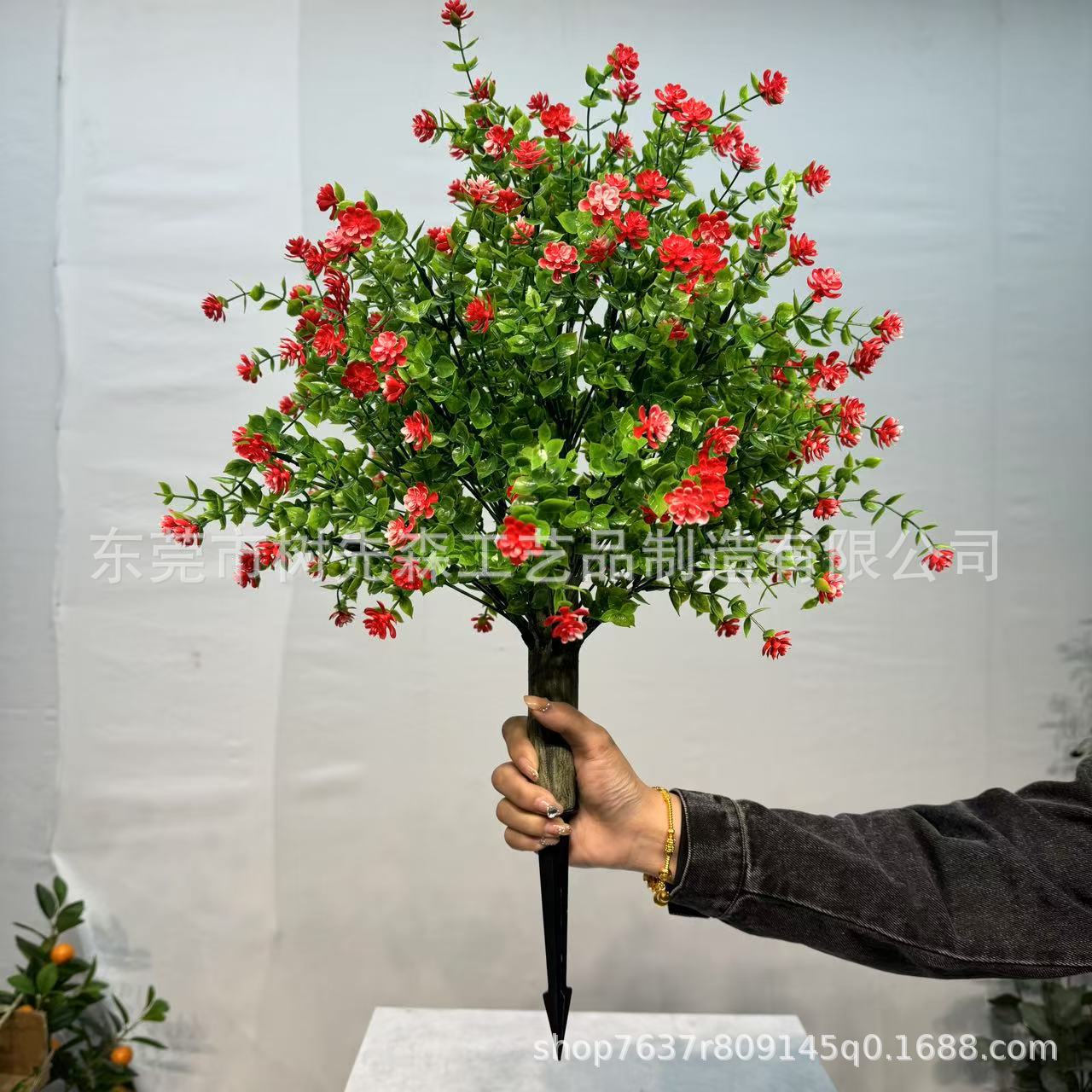 亚马逊爆款仿真绿植地插小花树仿真柏树盆景黄杨木薰衣草假花假树