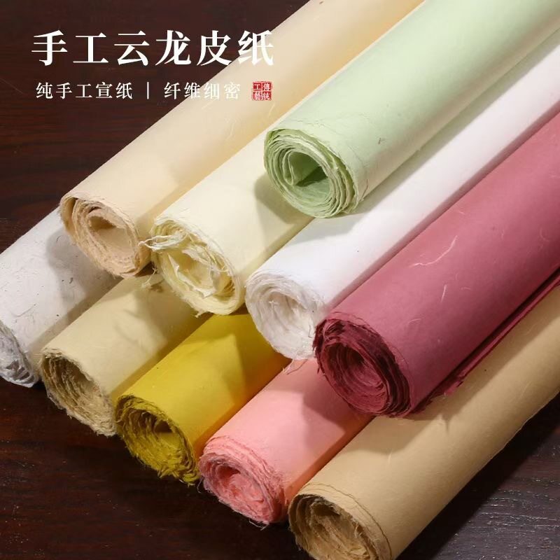 云龙皮纸纯手工半生半熟宣纸四尺国画写意国展投稿书法作品专用纸