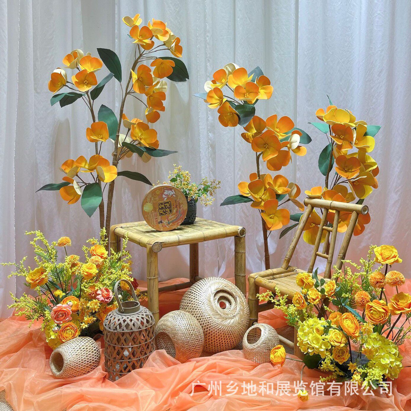 巨型装饰桂花仿真花纸艺花秋季大型橱窗立体花中秋节布置造景花艺