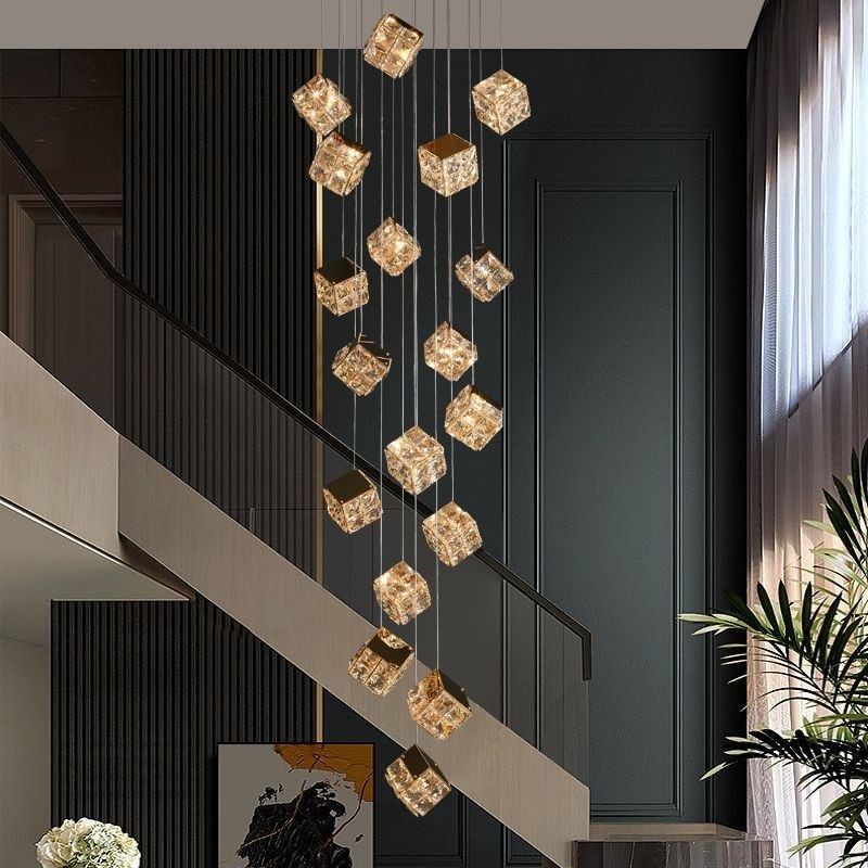 轻奢loft挑高楼梯间吊灯现代简约小复式楼别墅客厅水晶旋转长吊灯,家装灯饰光源,LOFT/复式住宅/楼梯吊灯,淘宝优惠券,粉丝福利购,淘宝优惠卷