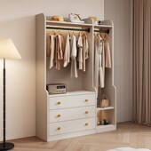 实木衣帽架卧室家用多功能斗柜收纳柜一体落地开放式 挂衣架小衣柜