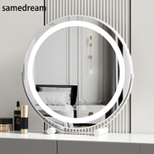 梳妆镜化妆镜台式 桌面led带灯补光可旋转宿舍网红ins风梳妆台镜子