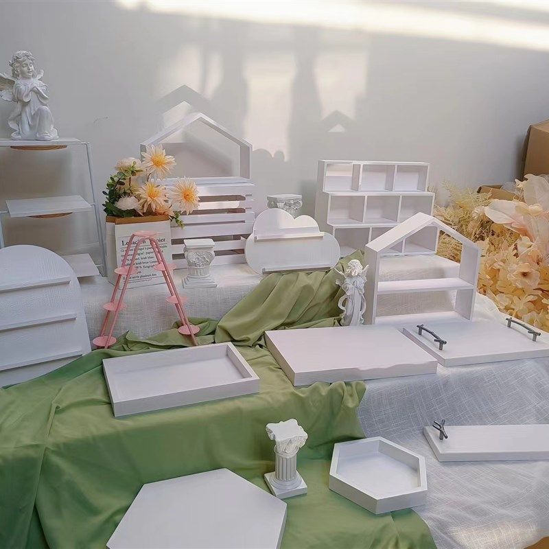 新款白色木质甜品台展示架套装户外草坪婚礼甜品架派对布置蛋糕盘