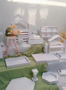 新款白色木质甜品台展示架套装户外草坪婚礼甜品架派对布置蛋糕盘