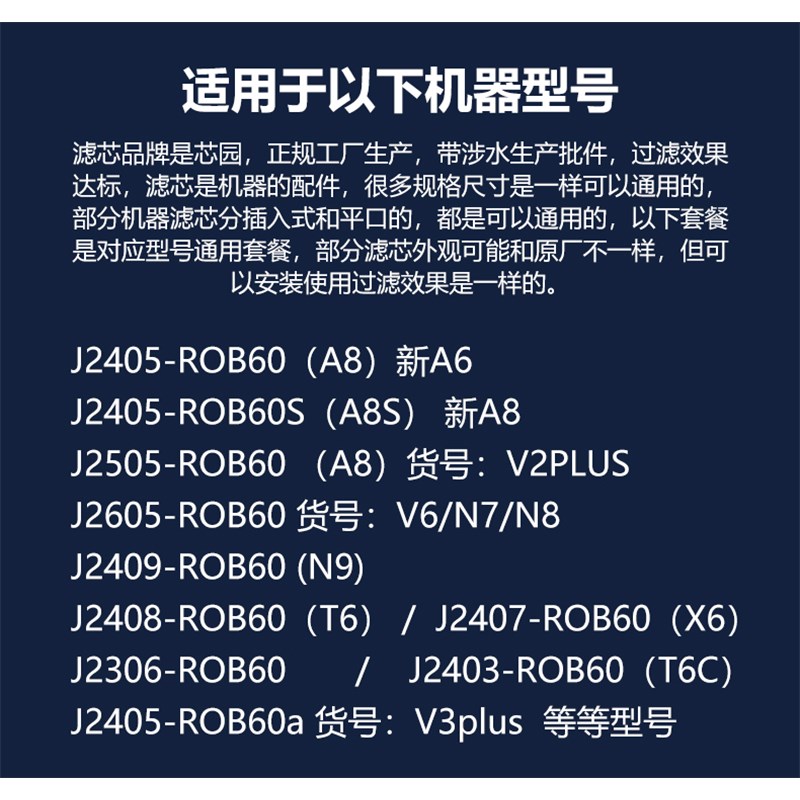 芯园适用于安吉尔净水器滤芯A8纯水机J2405-ROB6M0 2306 2605滤芯