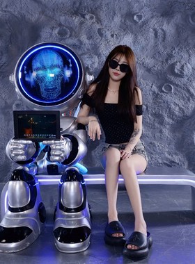 网红发光机器人雕塑赛博朋克科技感酒吧KTV夜场潮流装饰打卡摆件