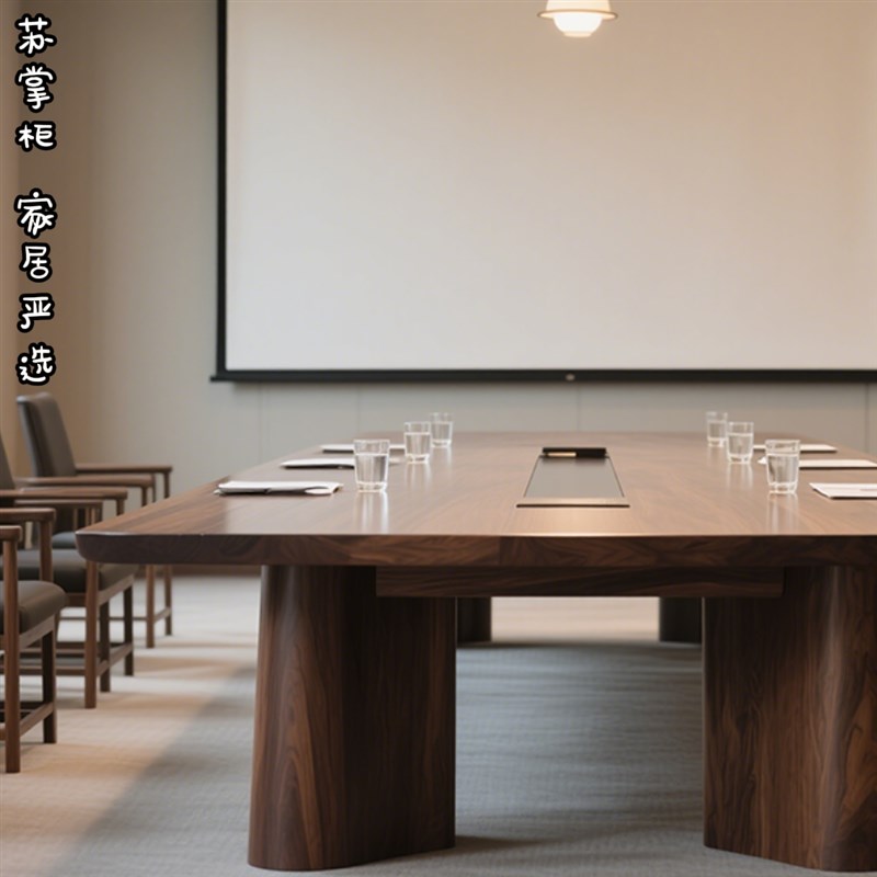 会议桌现代简约北美黑胡桃木实木会议桌2025新款轻奢高级感长桌