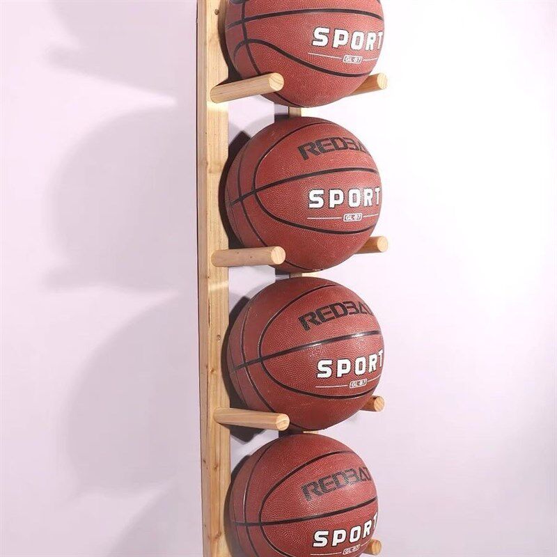 实木篮球架幼儿园壁挂置球架多层球类展示架挂墙瑜伽小球收纳架子