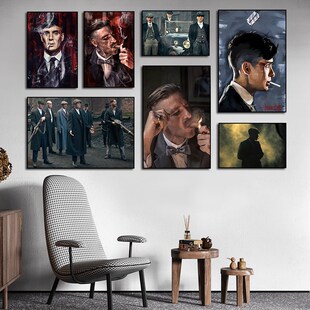 浴血黑帮卧室装饰画咖啡店黑手党挂画理发店老电影谢尔比海报壁画