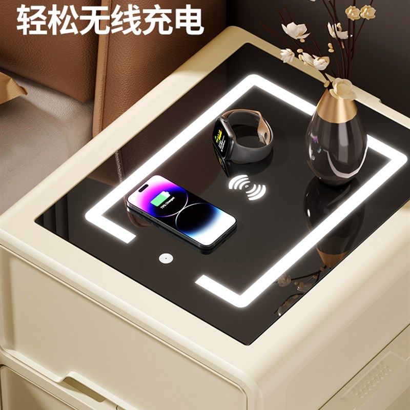 家用抽屉式收纳柜零食夹缝置物柜储物柜子多层客厅卧室智能床头柜