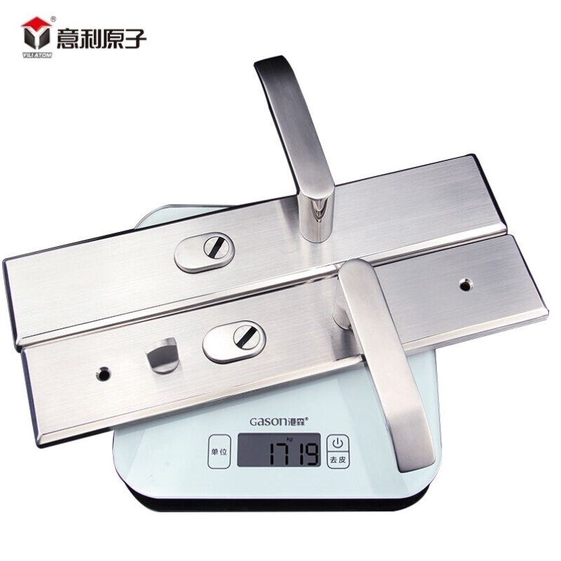 意利原子不锈钢304防盗门锁防猫眼把手钢门木门大门锁把手左开