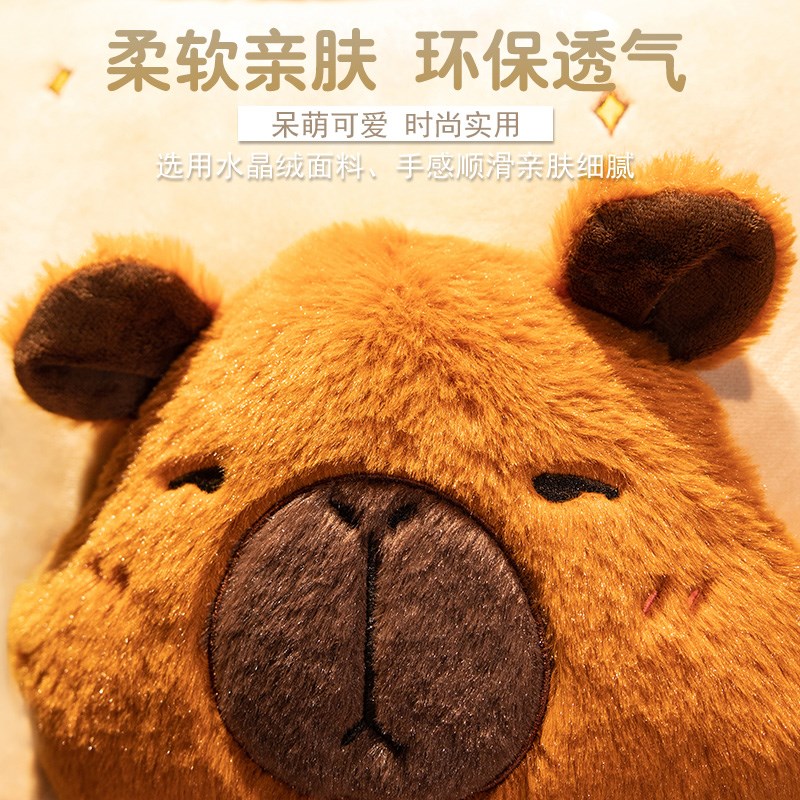 水豚抱枕被子两用加厚办公室靠枕折叠午睡枕头毯子U二合一汽车靠