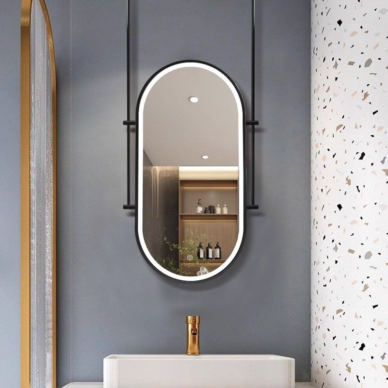 悬空吊镜椭圆浴天花板室镜子悬挂镜子酒店民宿吊杆镜子艺术发光镜,家装主材,浴室镜,淘宝优惠券,粉丝福利购,淘宝优惠卷