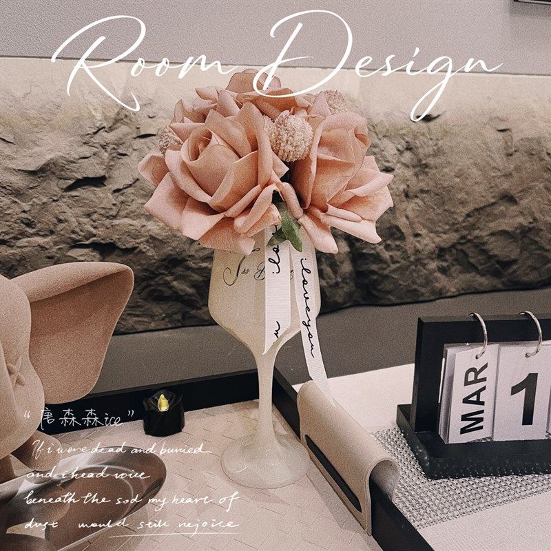 高级感设计师花艺手感保湿玫瑰花仿真花假花客厅餐桌轻奢装饰摆件,家居饰品,仿真花/假花,淘宝优惠券,粉丝福利购,淘宝优惠卷