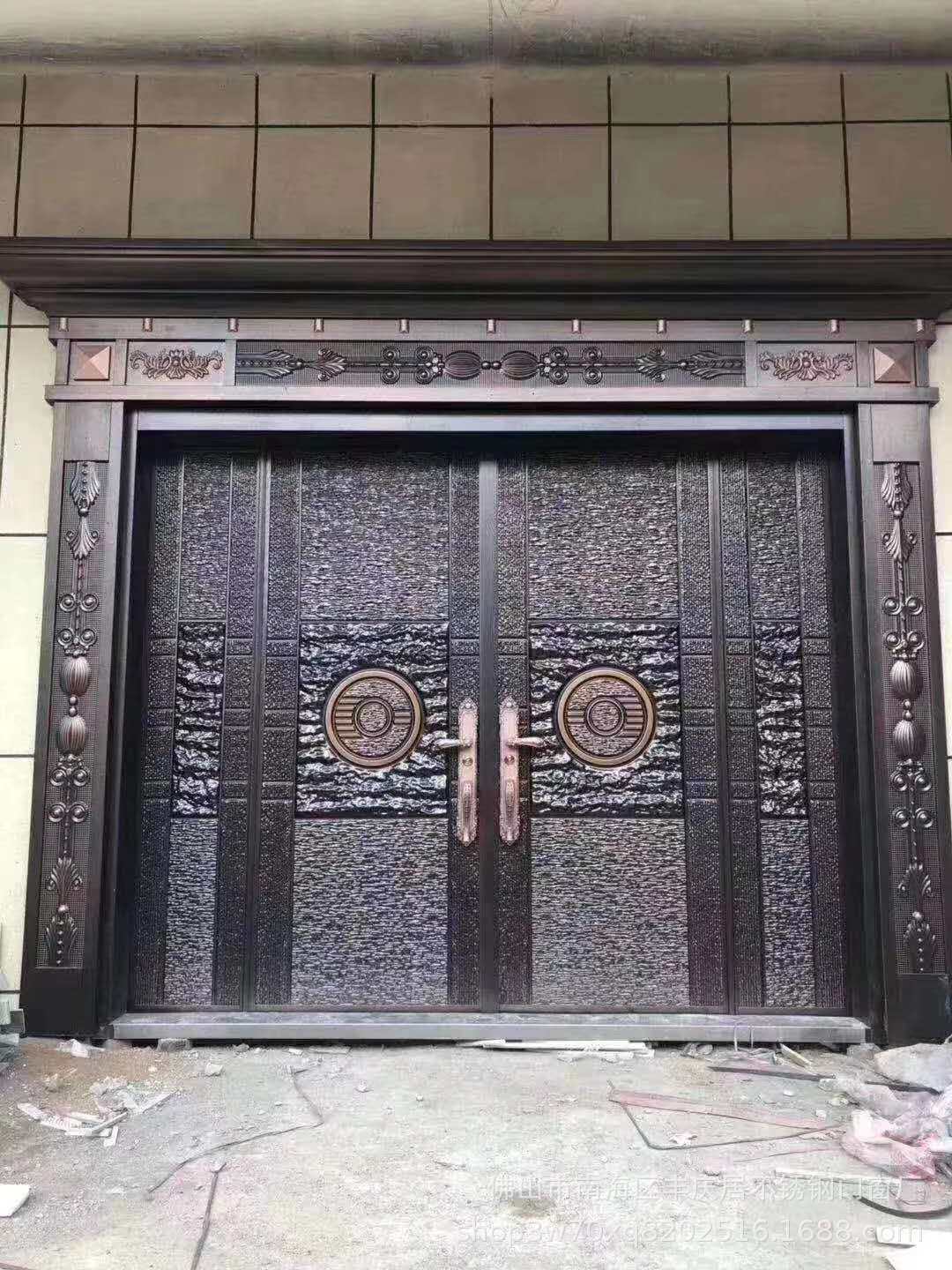 高端定制非标别墅大门 庭院门 铸铝门 铝合金防盗门子母门