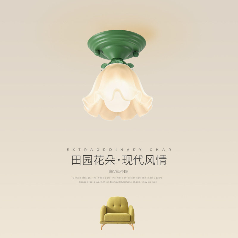过道灯走廊灯法式奶油风复古田园花朵门厅入户灯玄关灯阳台吸顶灯