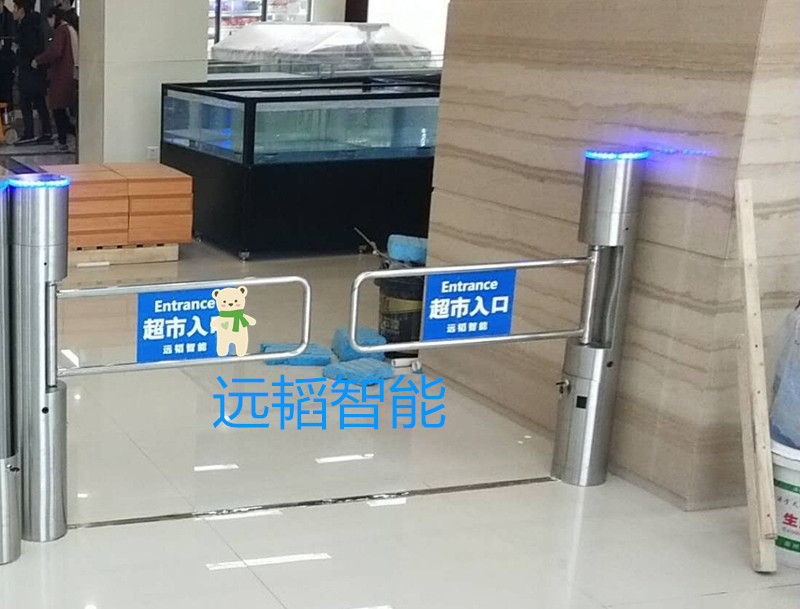 超市出入口感应门圆柱摆闸智能速通门人体红外电动闸门小区自动门