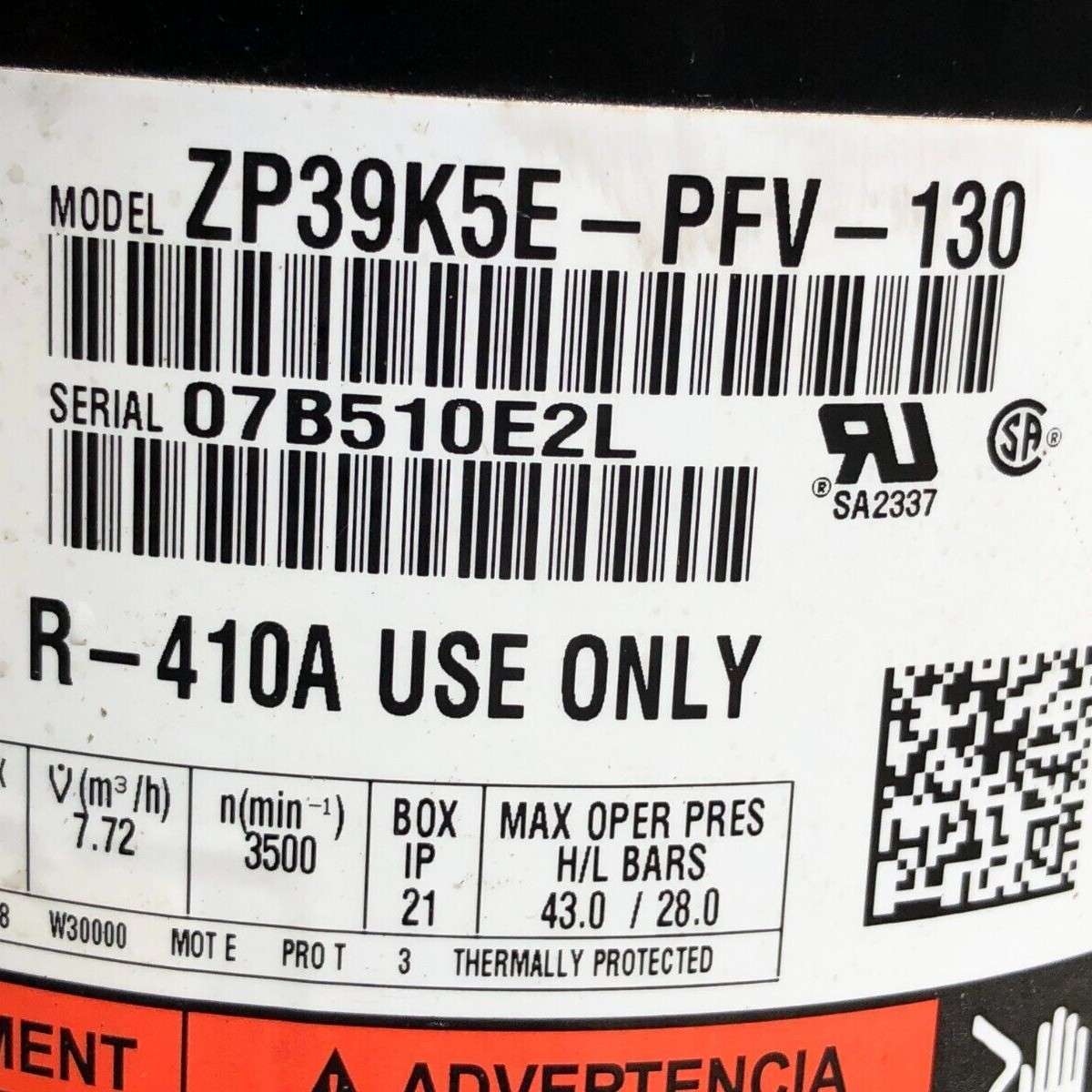 全新ZP39K5E-PFV-130/ ZP29KSE-TFM-522/ CR37K6M-TF5-101压缩机