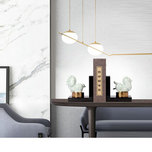 新中式玉瓷马书靠摆件现代书房书桌创意摆设办公室书档书立装饰品