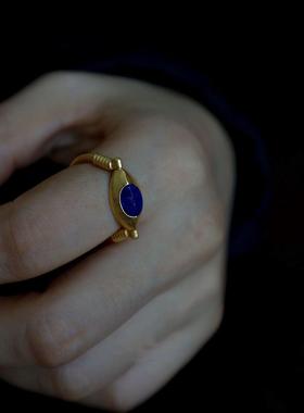 《沙漠之旅》文艺感原创设计大女主高级感复古青金石戒指戒圈闭口