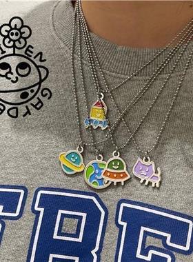 AlienGarden外星人花园站原创地球星球火箭小猫飞碟时尚可爱项链