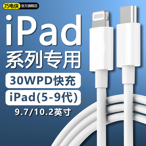适用苹果iPad 9充电线30WPD快充10.2英寸平板ipad 5 6 7 8充电iPad 9.7寸平板充电线iPad第6 7 8 9代数据线