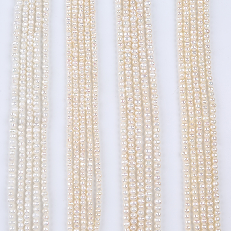 厂家批发3-4mm各个等价冲头近圆珍珠 淡水珍珠散珠串DIY饰品批发