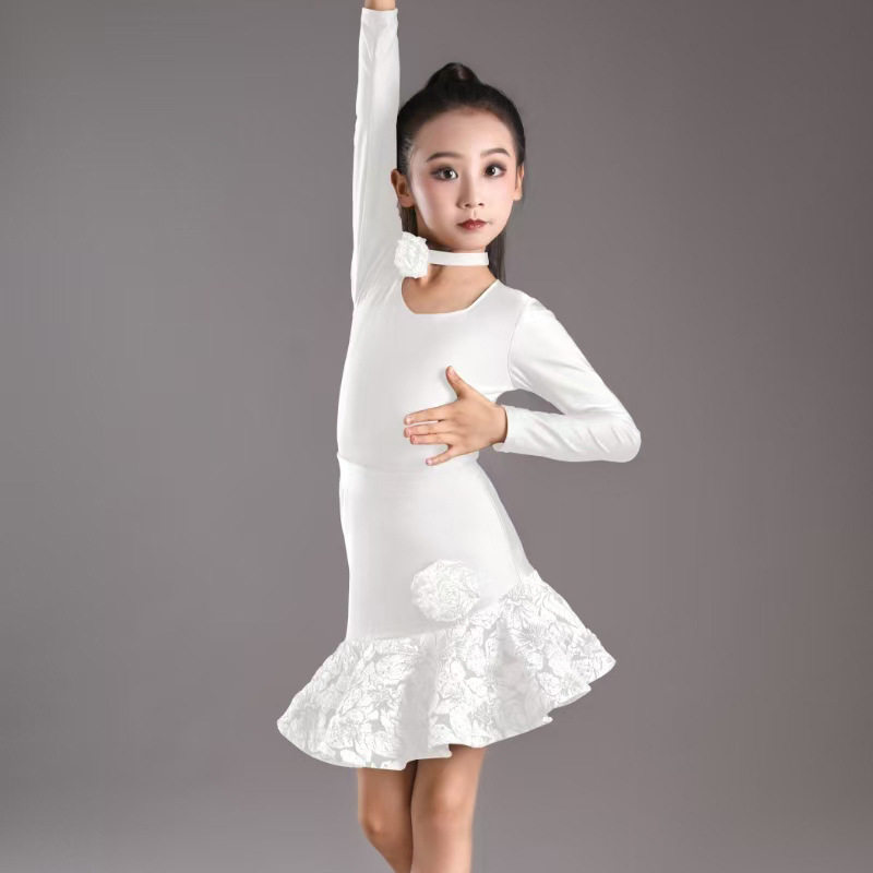 2024新款拉丁舞服女童专业表演练功服高级大裙摆鱼骨套装秋冬