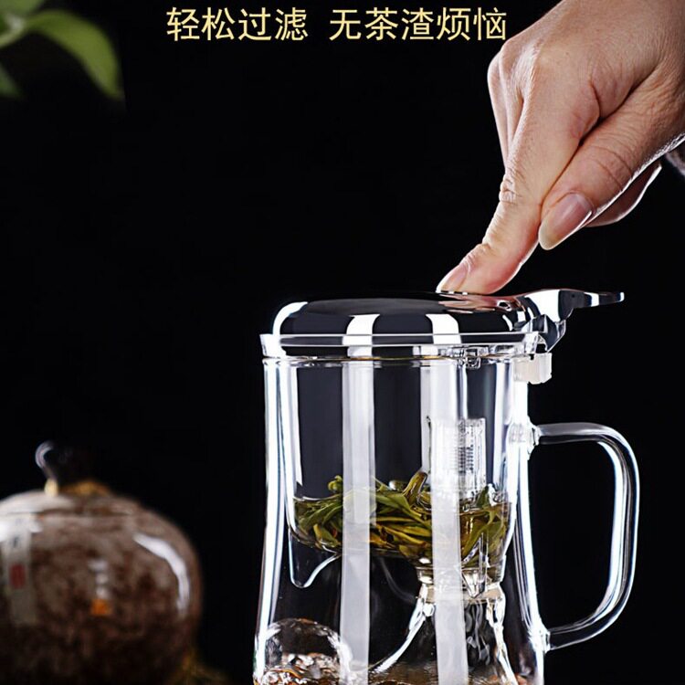 台湾76飘逸杯过滤玻璃办公室泡茶壶按压式茶水分离家用沏茶杯