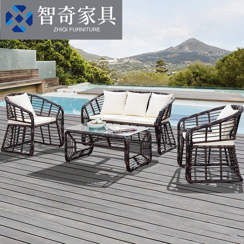 户外藤编家具庭院花园民宿别墅沙发海边沙滩室外露台防水防晒藤椅