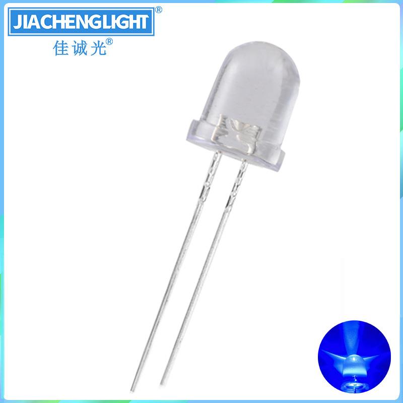 f8mm圆头蓝灯兰色蓝光5v加电阻耐高压高亮洗衣机电器指示led灯泡