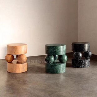 库姆斯品爵天然大理石边几设计师款别墅客厅家用轻奢大理石边几