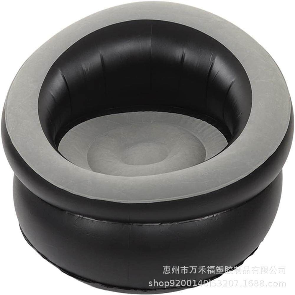 PVC充气简约植绒室内家居充气沙发户外懒人沙发植绒便携充气凳子