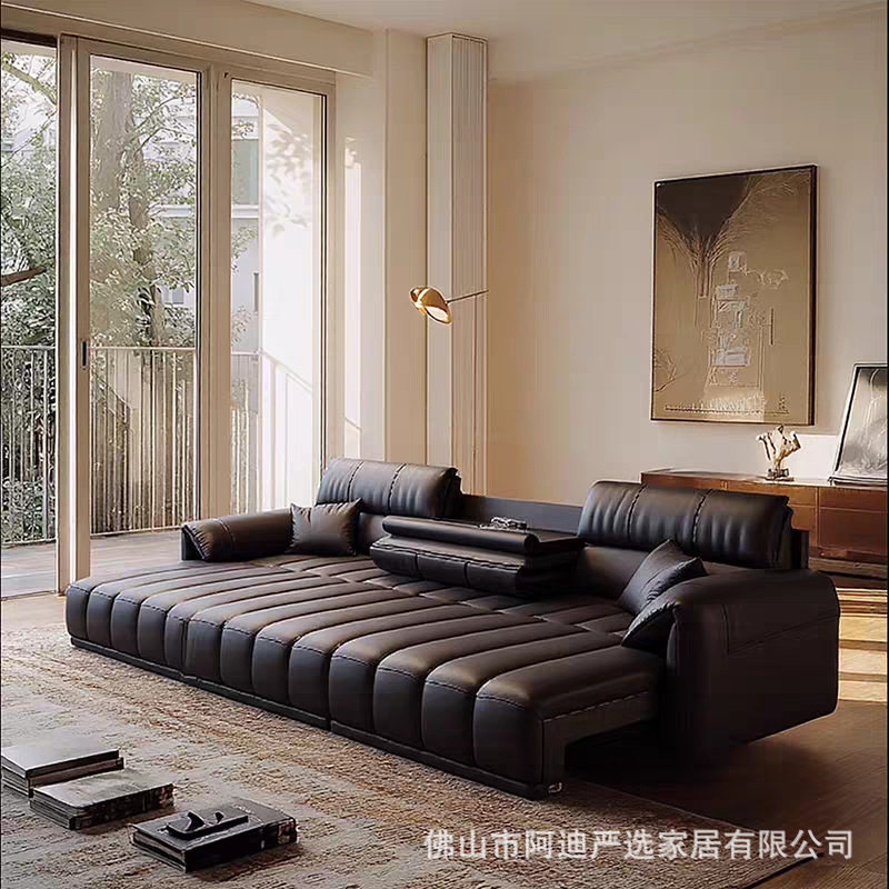 电动功能沙发床客厅头层牛皮大小户型意式极简约智能直排真皮沙发