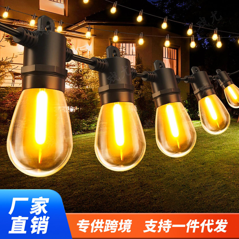 批发S14包胶E12装饰灯串氛围led串灯IP65防水节日圣诞露营彩灯条
