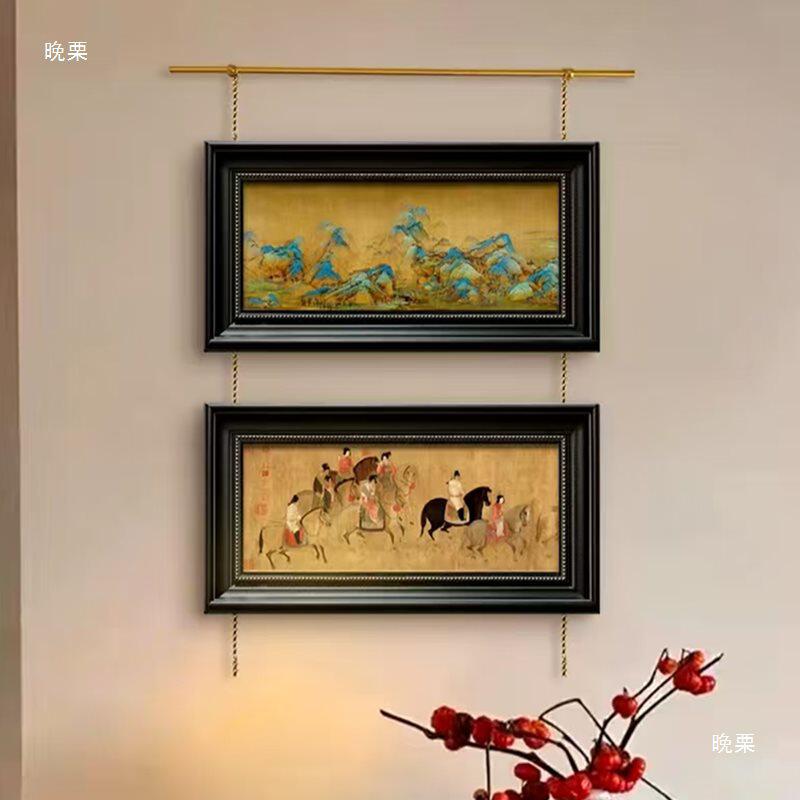 黄铜挂画器吊画轨道法式复古装饰画艺术画展厅吊挂链条轻奢挂画杆