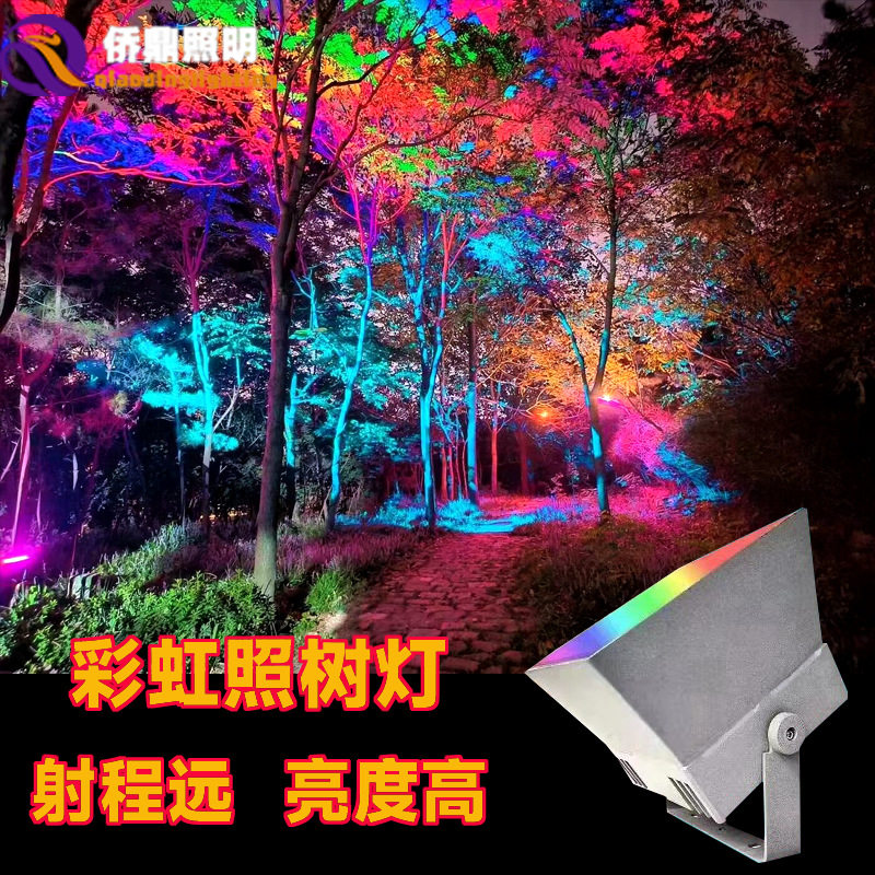 户外防水彩虹七彩照树染色灯园林景观彩色投射灯氛围投光灯