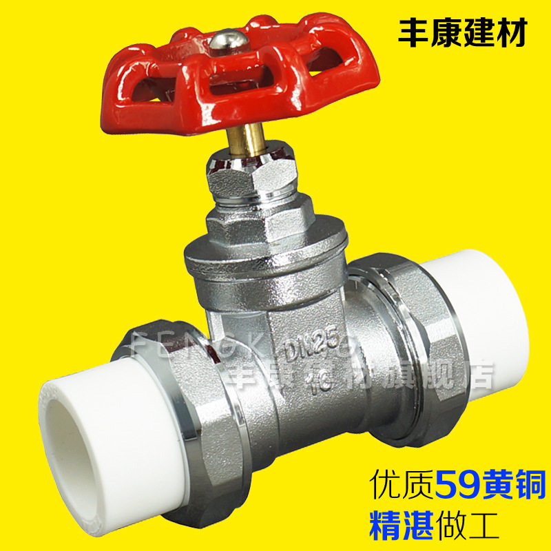 PPR水管专用铜闸阀双活接闸阀水管总开关20 25 32 40 50 63铜闸阀