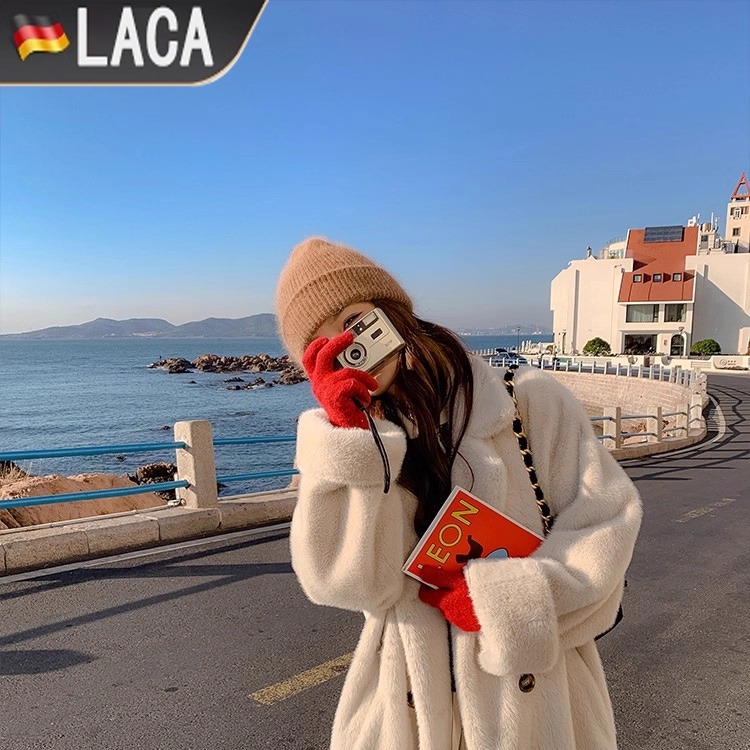 德国冬季加厚长款西服领仿水貂绒皮毛一体大衣毛环保皮草女外套服