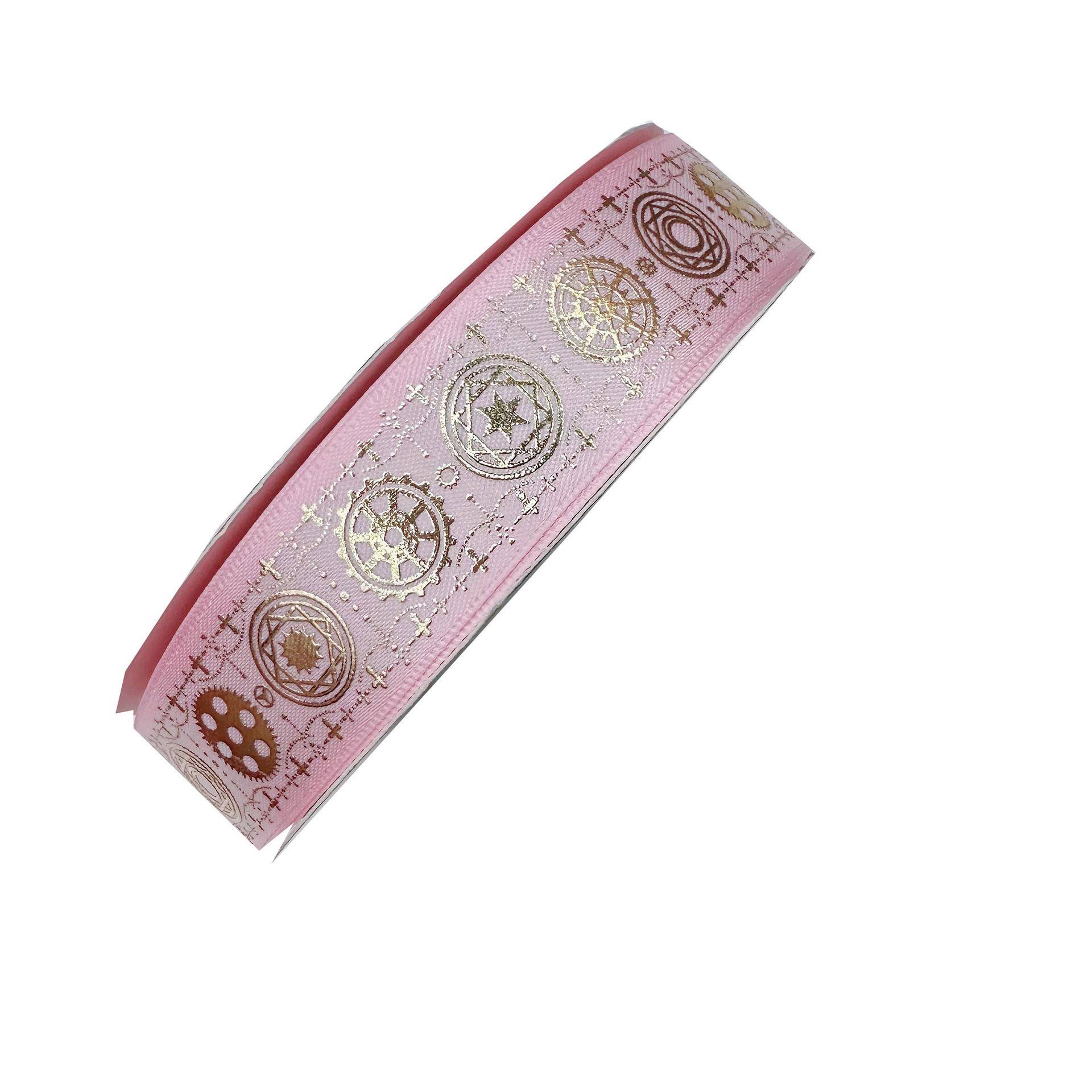 2.5cm厘米烫金丝带手工diy蝴蝶结吧唧托谷美痛包装饰织带cos配饰