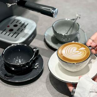 轻奢高颜值咖啡杯陶瓷北欧风电镀银边精致下午茶咖啡杯碟套装