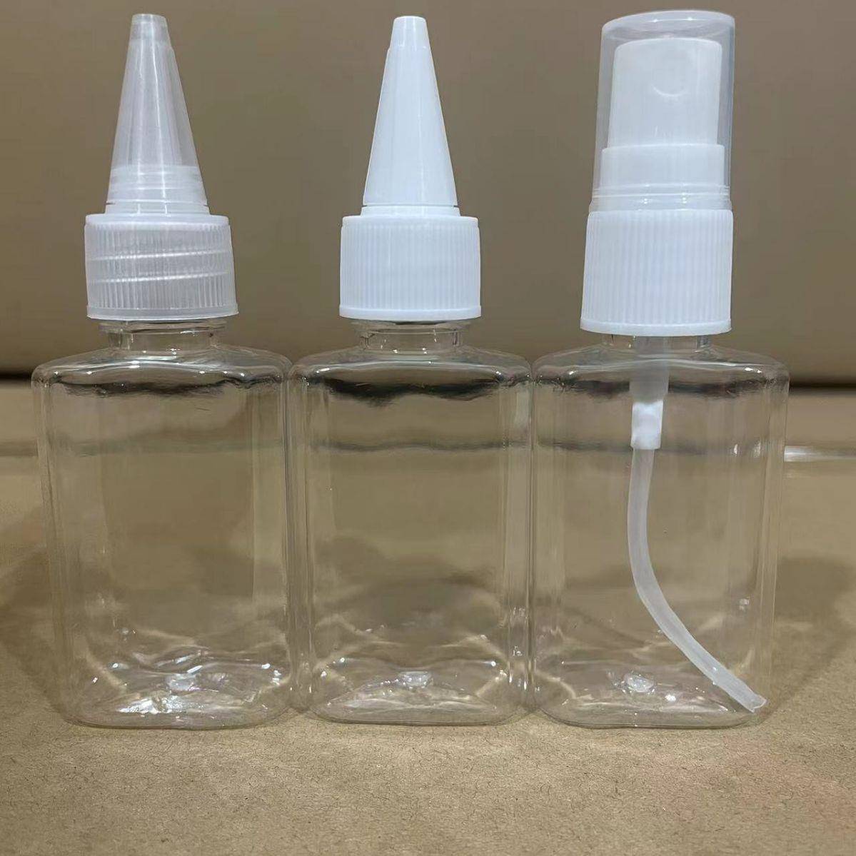 30ml60ml毫升翻盖八角瓶PET透明扁瓶酒精免洗手凝胶瓶洗衣小样瓶