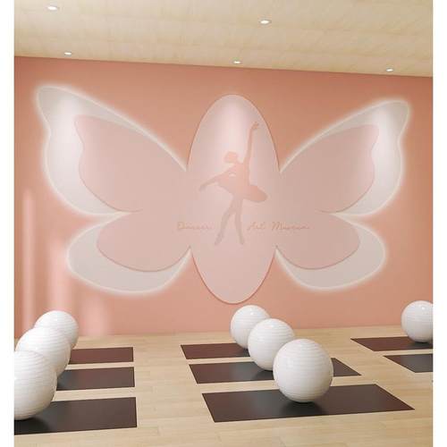 粉色蝴蝶舞蹈教室墙纸艺术学校